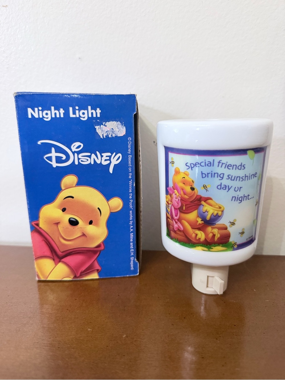 Vintage 90s Disney Winnie The Pooh Piglet Night Light Friends Saying Sunshine